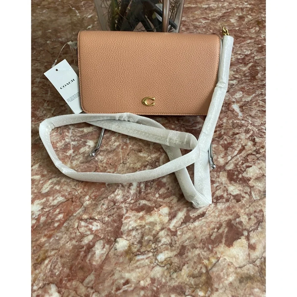 NWT Coach Mila Peach Leather Crossbody Bag with‎ Removable Signature Pouch, $225